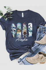 US3001P-E3061AK Alaska State Brushstroke Graphic Plus Tee $16