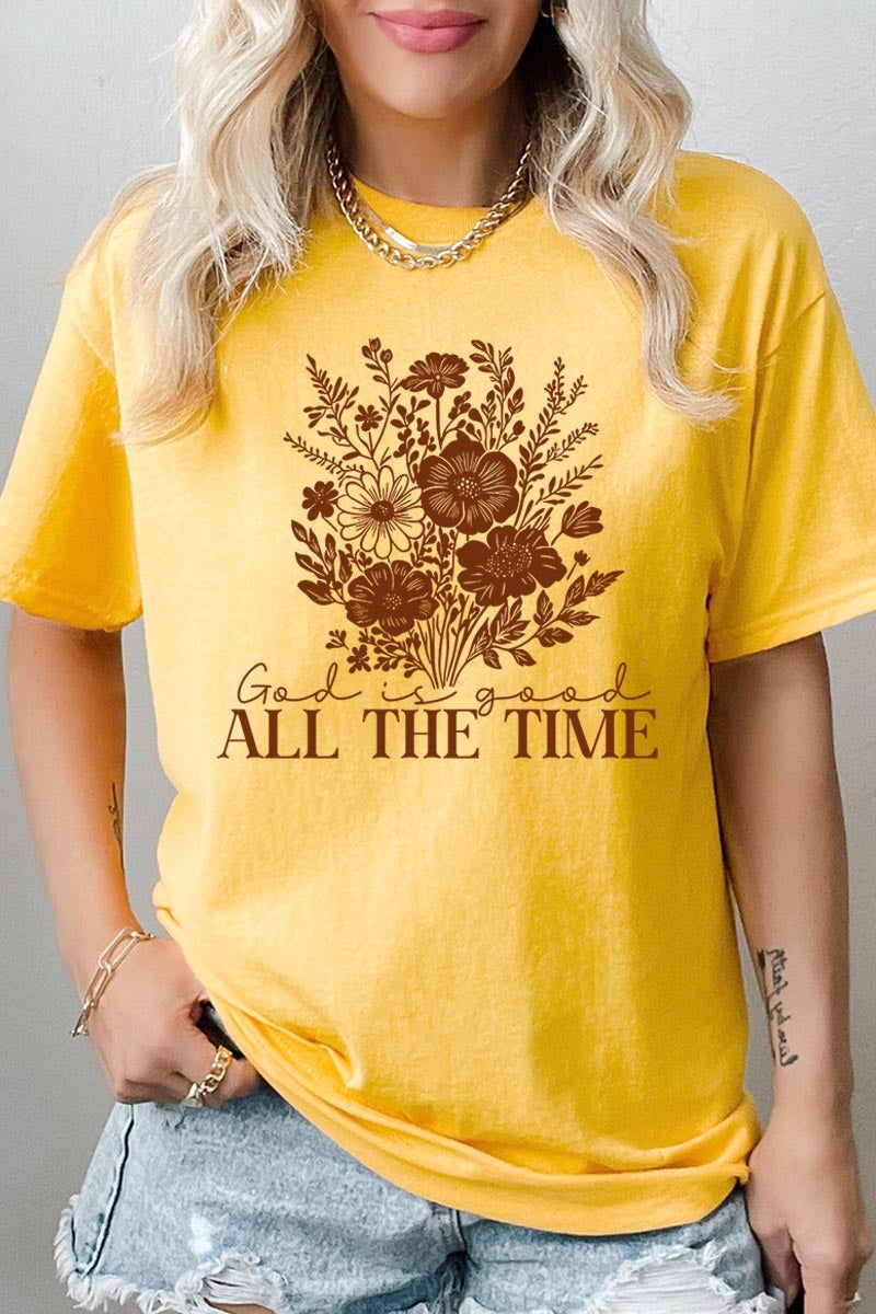 5000P-E3116 God Is Good Floral Graphic Plus Heavy Cotton Tee $12.75