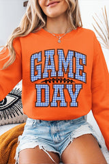 UL180-E3130 Blue Gingham Game Day Graphic Sweatshirt $20