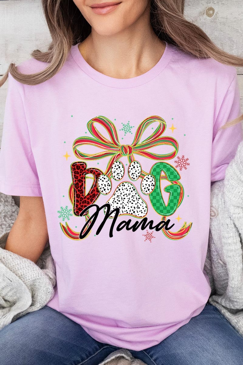 US3001-E3194 Dog Mama Christmas Paw Graphic Tee $12.5