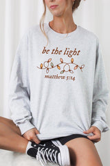 UL240P-E3214 Be the Light Christian Graphic Plus Long Sleeve Tee $17