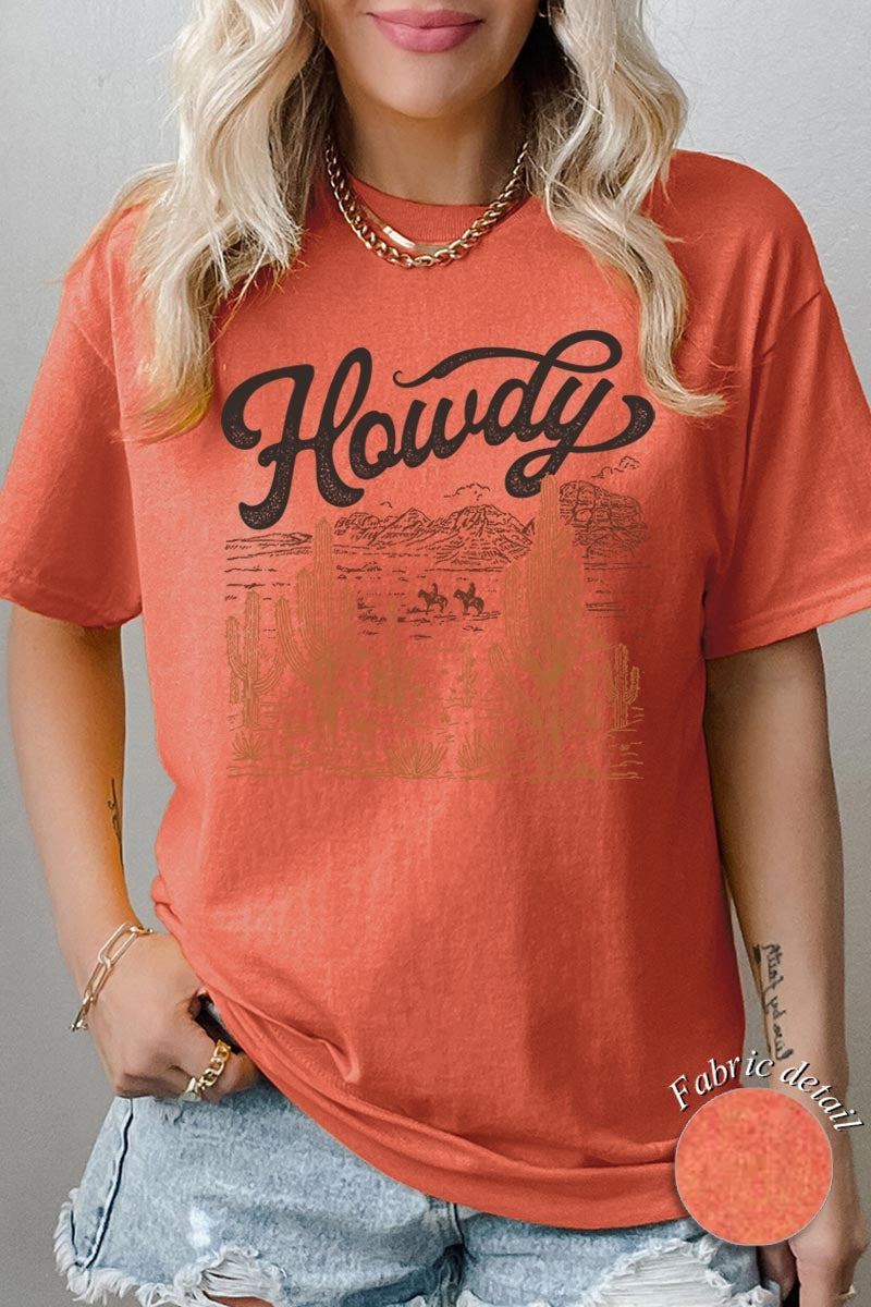 5000P-E3095 Howdy Desert Western Graphic Plus Heavy Cotton Tee $12.75