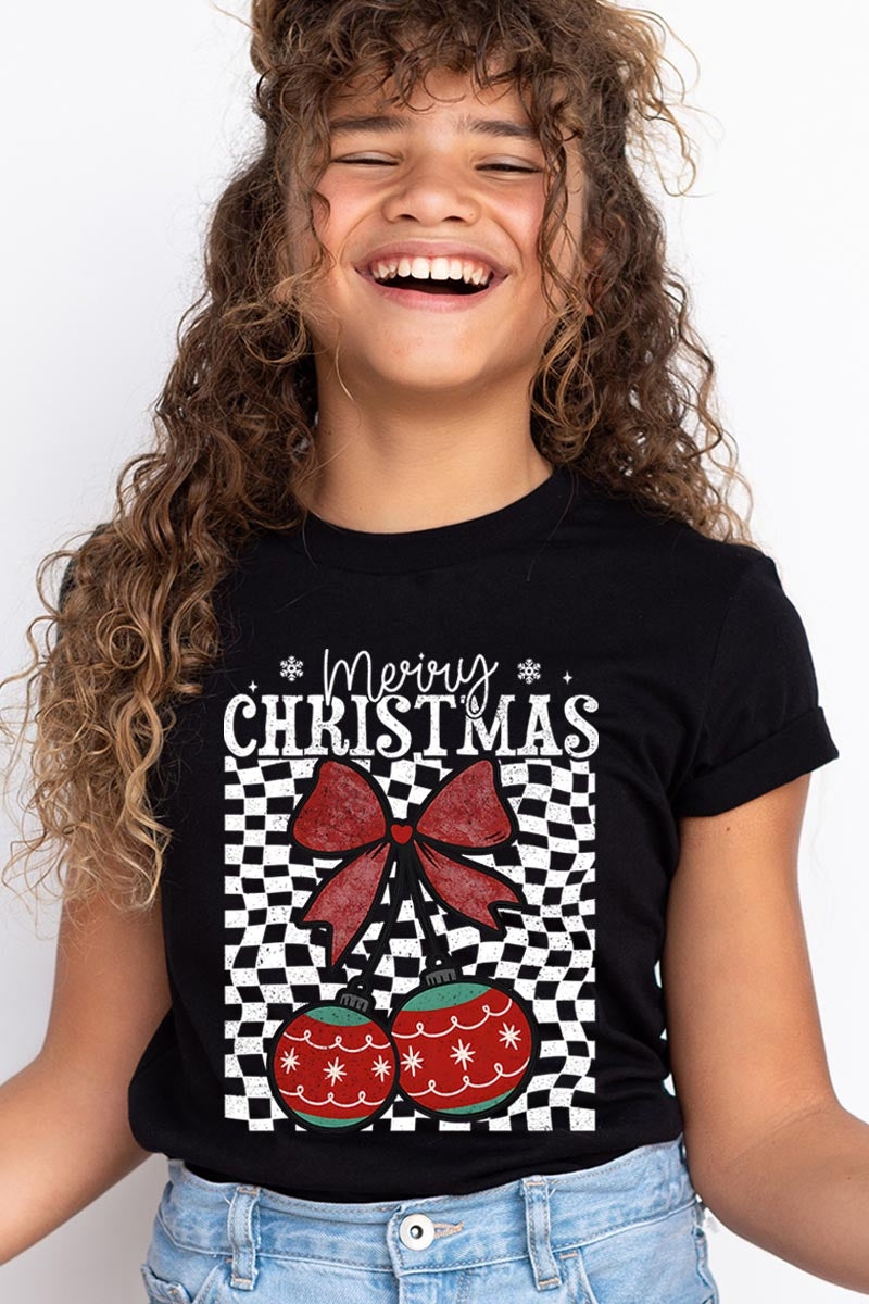 US3001Y-E3196Z Cherry Ornament Christmas Kids Graphic Tee $11