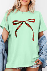 5000-E3211 Red Bow Christmas Graphic Heavy Cotton Tee $9