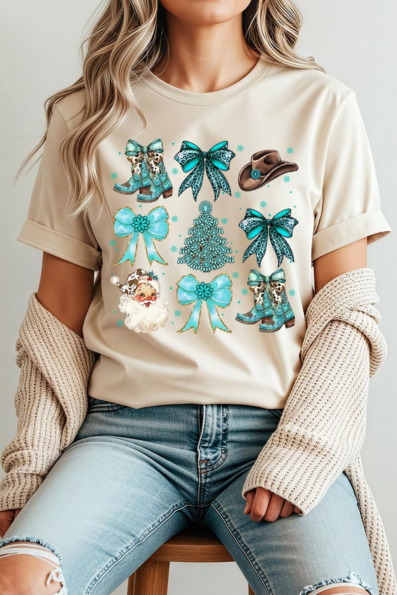 US3001-E3180 Western Christmas Graphic Tee $12.5
