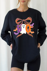 UL240-E3120 Boo Brushstroke Bow Graphic Long Sleeve Tee $13.75