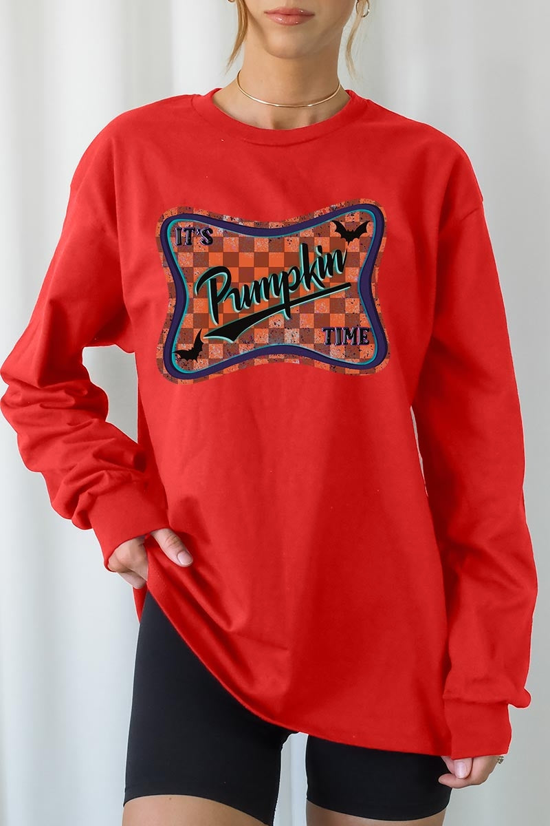 UL240P-E3144 Itu2019s pumpkin time Graphic Plus Long Sleeve Tee $17
