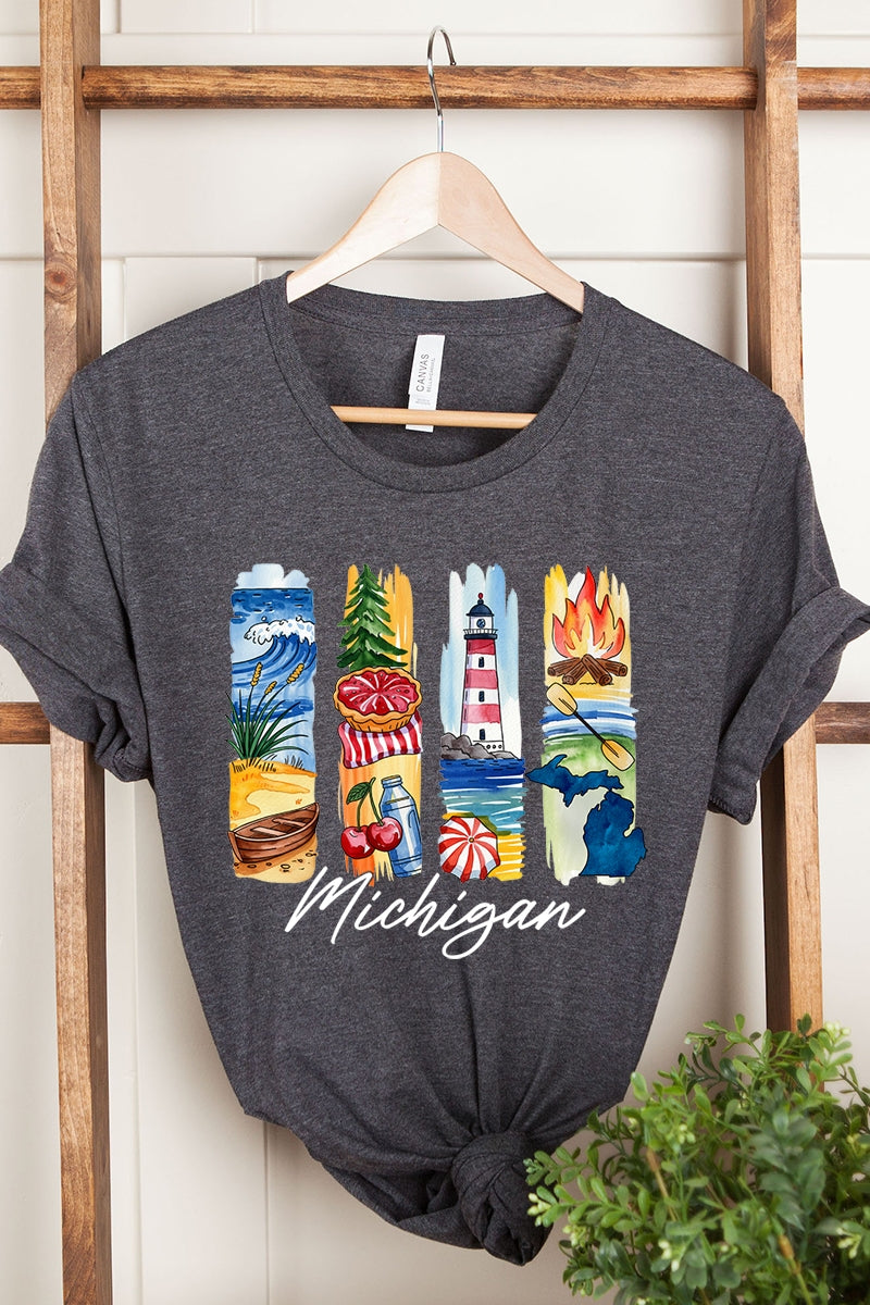 US3001-E3061MI Michigan State Brushstroke Graphic Tee $12.5
