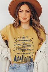 US3001-E3189 Ski Lodge Signs Graphic Tee $12.5