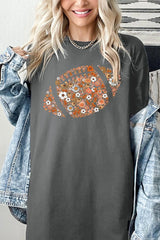 5000-E3133 Floral Football Graphic Heavy Cotton Tee $9