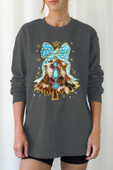 UL240P-E3184 Turquoise Christmas Tree Graphic Plus Long Sleeve Tee $17
