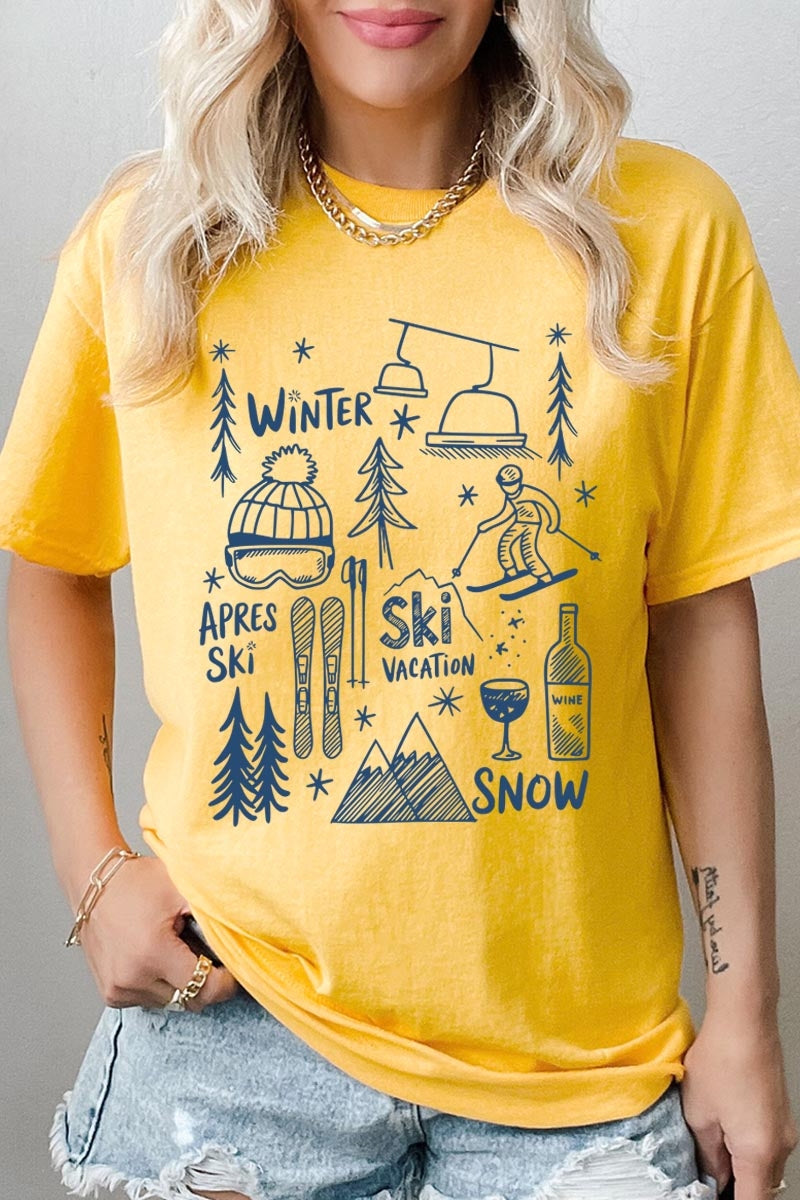 5000-E3188 Ski Doodle Graphic Heavy Cotton Tee $9