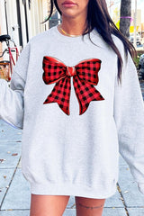 UL180-E3198 Red Buffalo Plaid Bow Graphic Sweatshirt $20