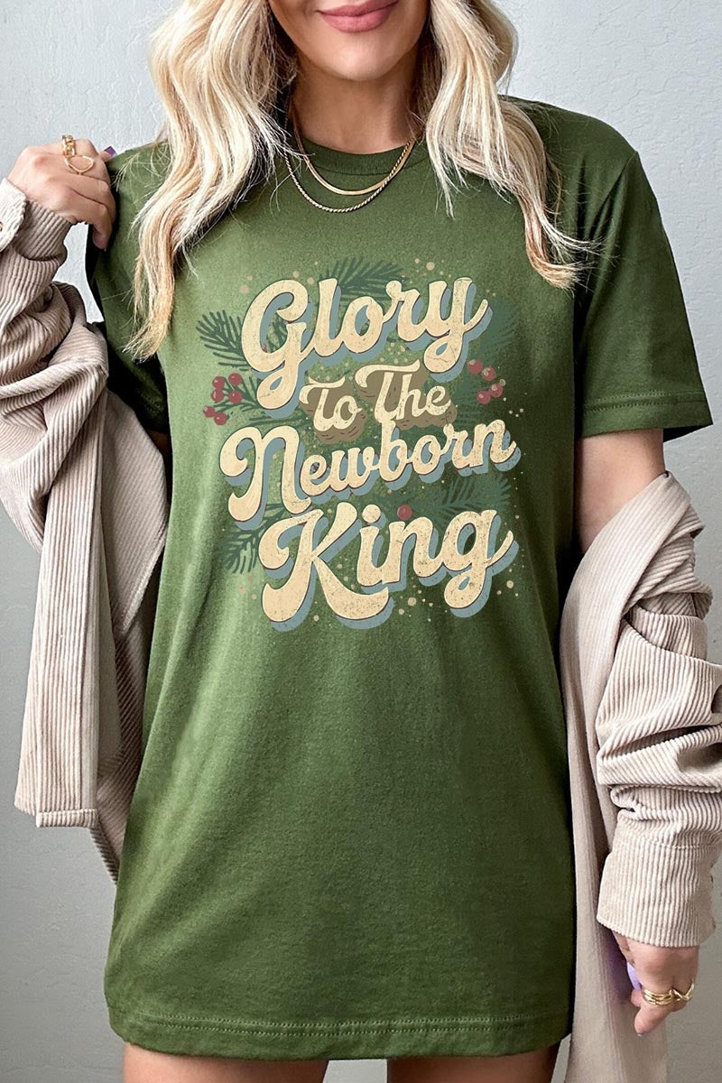 US3001P-E3220 Glory to the Newborn King Graphic Plus Tee $16