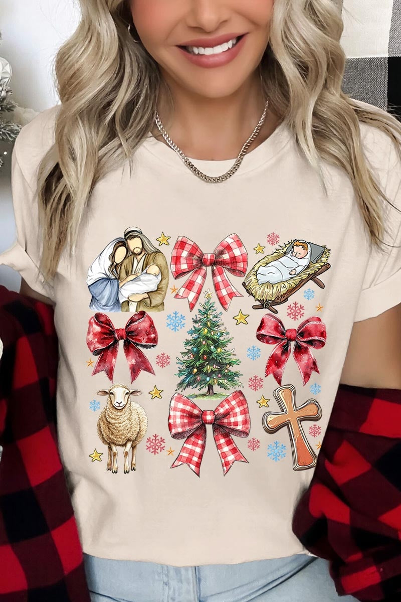 US3001-E3219 Nativity Scene Christmas Graphic Tee $12.5