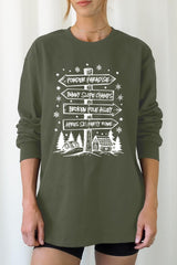 UL240-E3189 Ski Lodge Signs Graphic Long Sleeve Tee $13.75