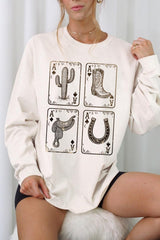 UL240-E3094 Western Cowgirl Card Graphic Long Sleeve Tee $13.75