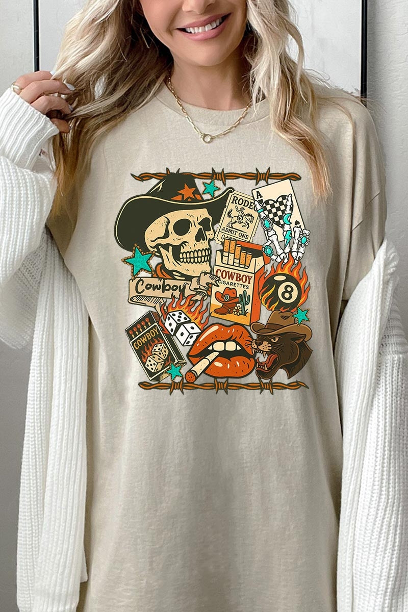 5000P-E3096 Vintage Western Collage Plus Heavy Cotton Tee $12.75