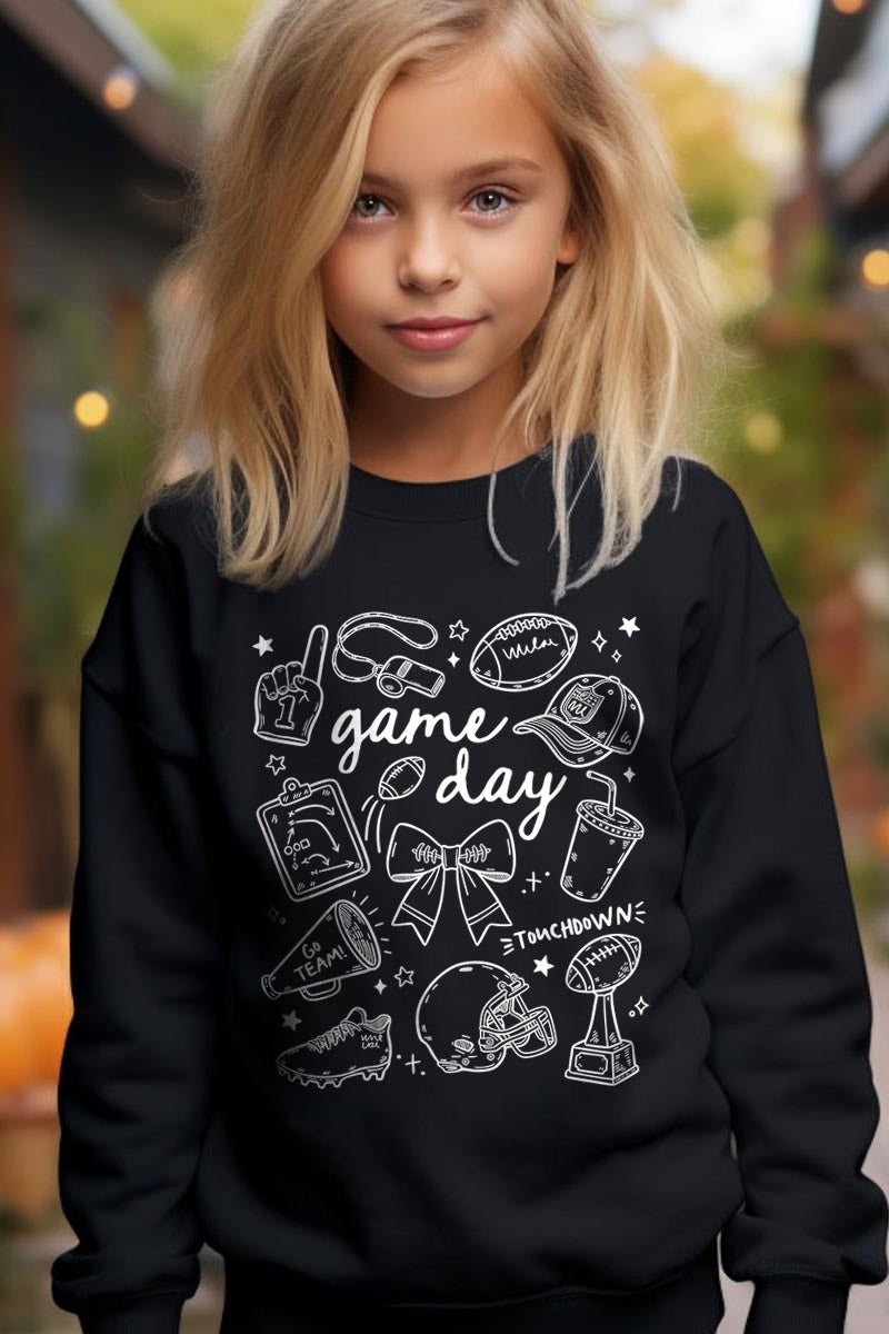 UL180B-E3081Z Football Doodles Kids Graphic Sweatshirt $20