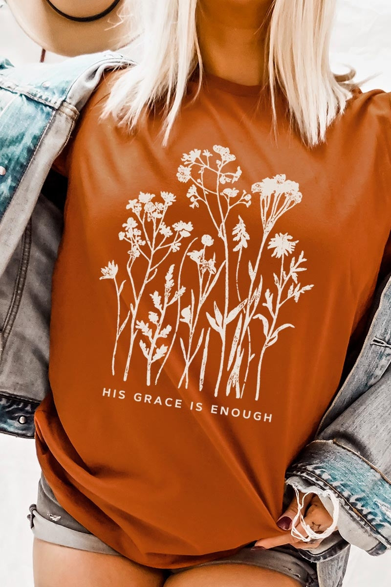 US3001-E3146 Christian Wildflower Graphic Tee $12.5