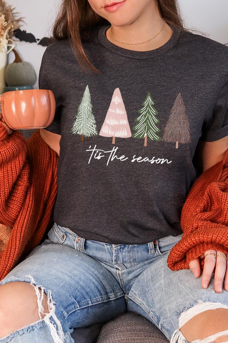 US3001-E3218 Rustic Christmas Trees Graphic Tee $12.5
