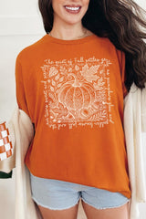 5000-E3112 Fall Pumpkin Botanical Graphic Heavy Cotton Tee $9