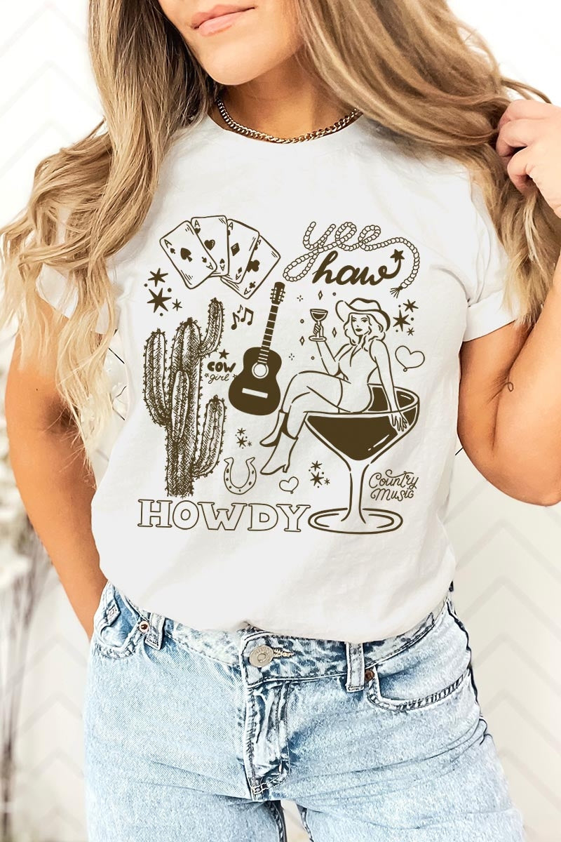 US3001P-E3097 Cowgirl Country Music Graphic Plus Tee $16