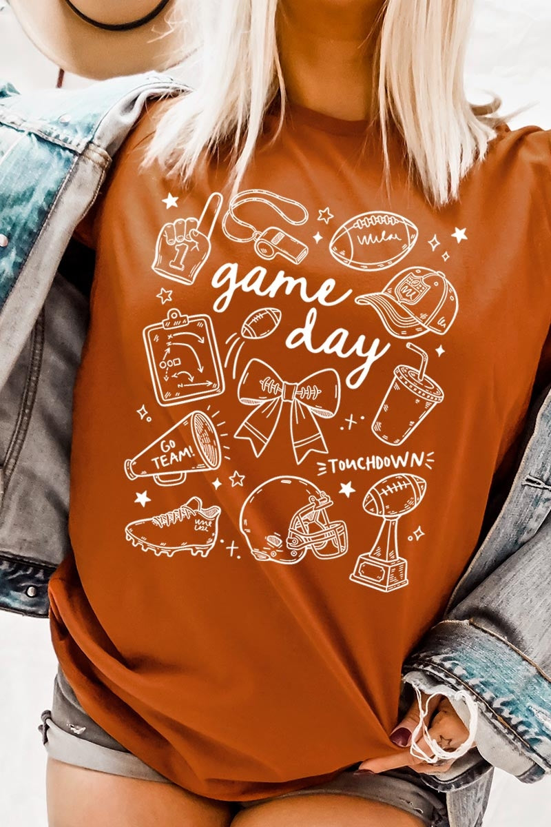 US3001P-E3081 Football Doodles Graphic Plus Tee $16
