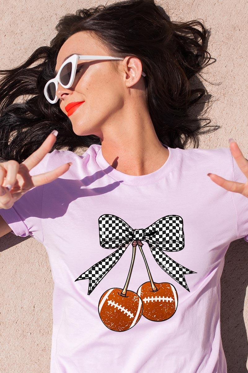 US3001-E3055 Football Cherries Graphic Tee $12.5