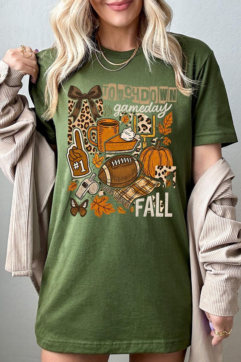 US3001-E3134 Fall Football Collage Graphic Tee $12.5