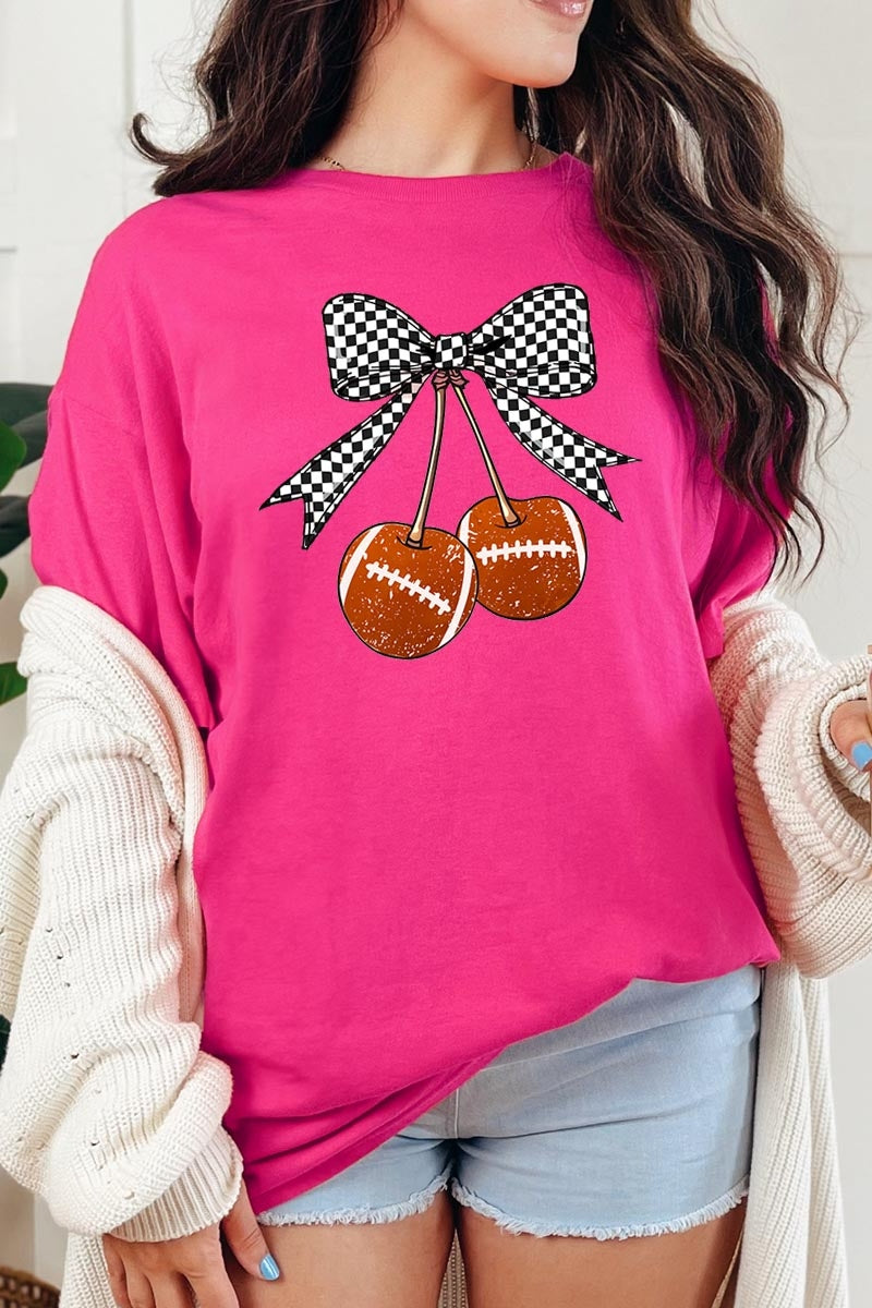 5000-E3055 Football Cherries Graphic Heavy Cotton Tee $9