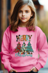 UL180B-E3200Z Merry Christmas Trees Kids Graphic Sweatshirt $20