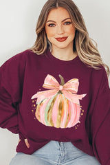 UL180-E3083 Brushstroke Pumpkin Graphic Sweatshirt $20