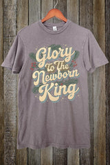 LS002-E3220 Glory to the Newborn King Graphic Vintage Tee $15.5
