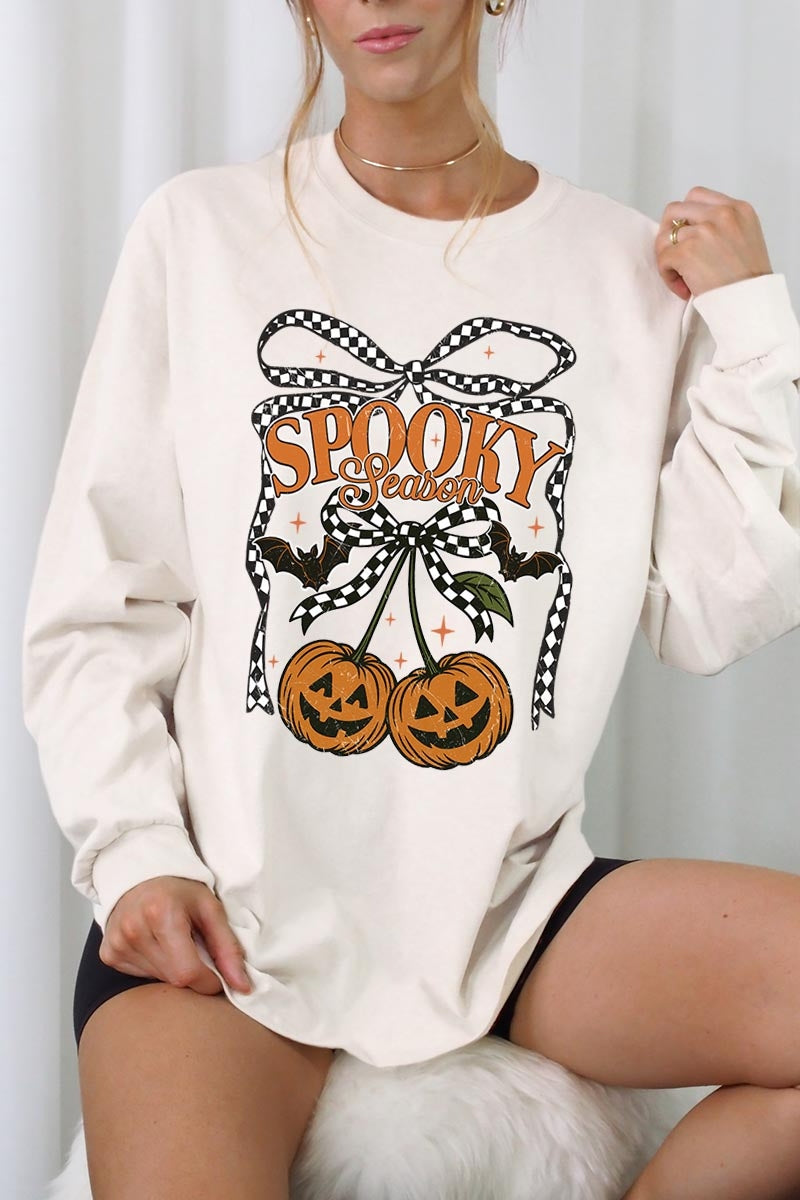 UL240P-E3085 Pumpkin Cherries Graphic Plus Long Sleeve Tee $17