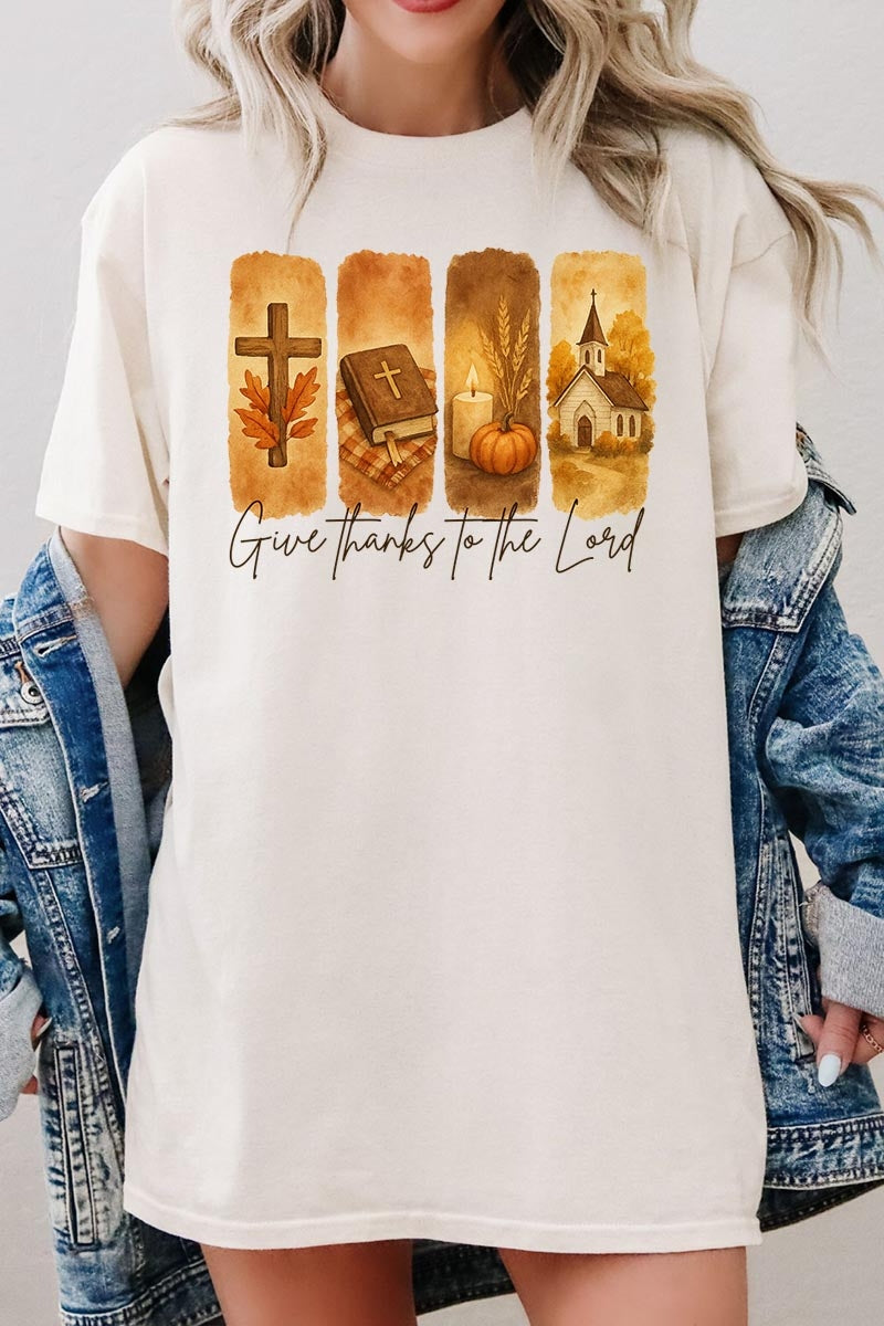 5000P-E3169 Give Thanks To The Lord Graphic Plus Heavy Cotton Tee $12.75