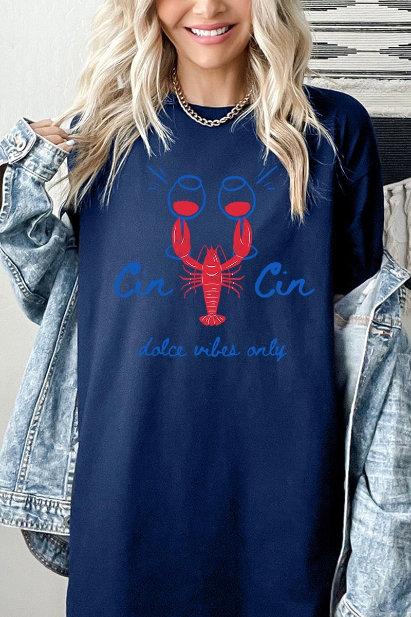 5000P-E3069 Cin Cin Lobster Graphic Plus Heavy Cotton Tee $12.75