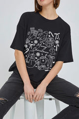 CTS-E3181 Christmas Doodle Graphic Relaxed Crop Top $11
