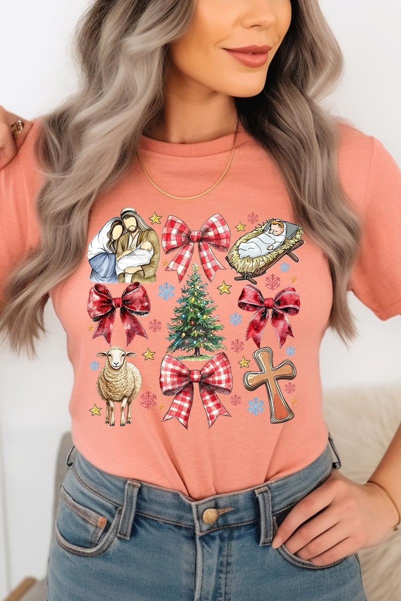 US3001P-E3219 Nativity Scene Christmas Graphic Plus Tee $16