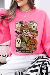 UL180-E3107 Spooky Western Skeleton Graphic Sweatshirt $20