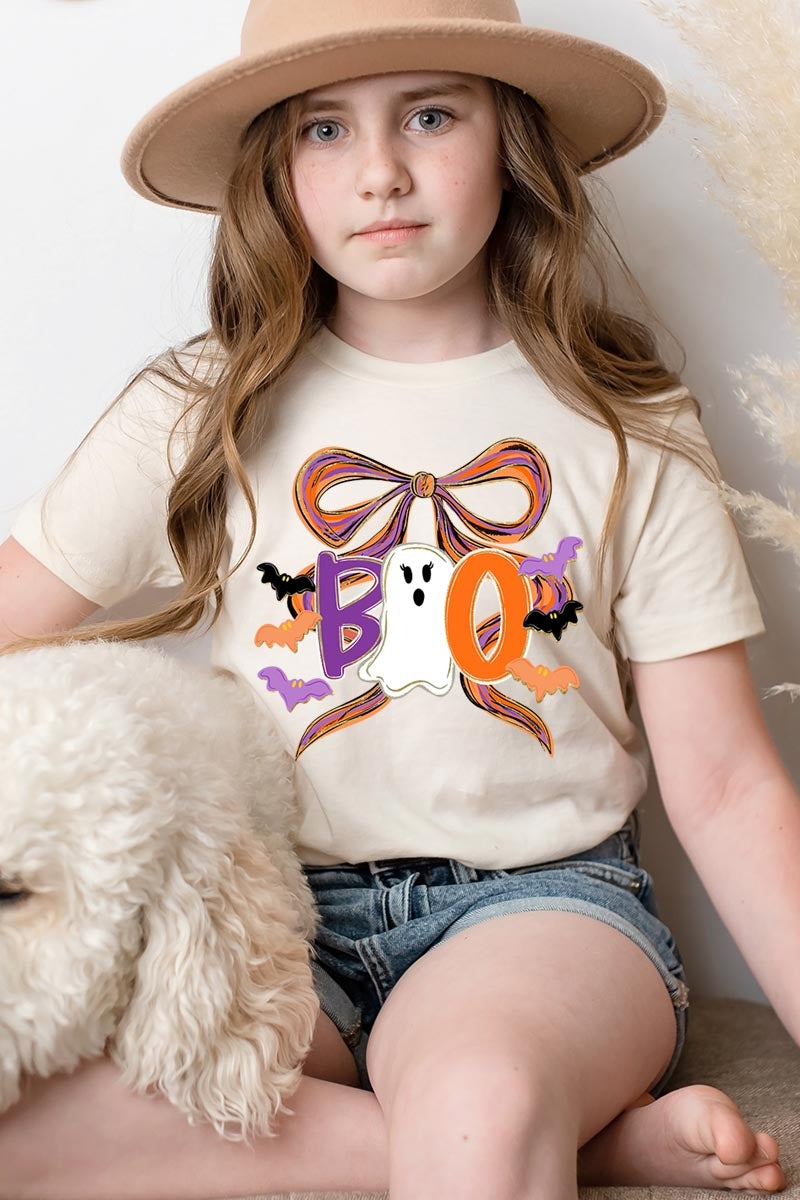 US3001Y-E3120Z Boo Brushstroke Bow Kids Graphic Tee $11