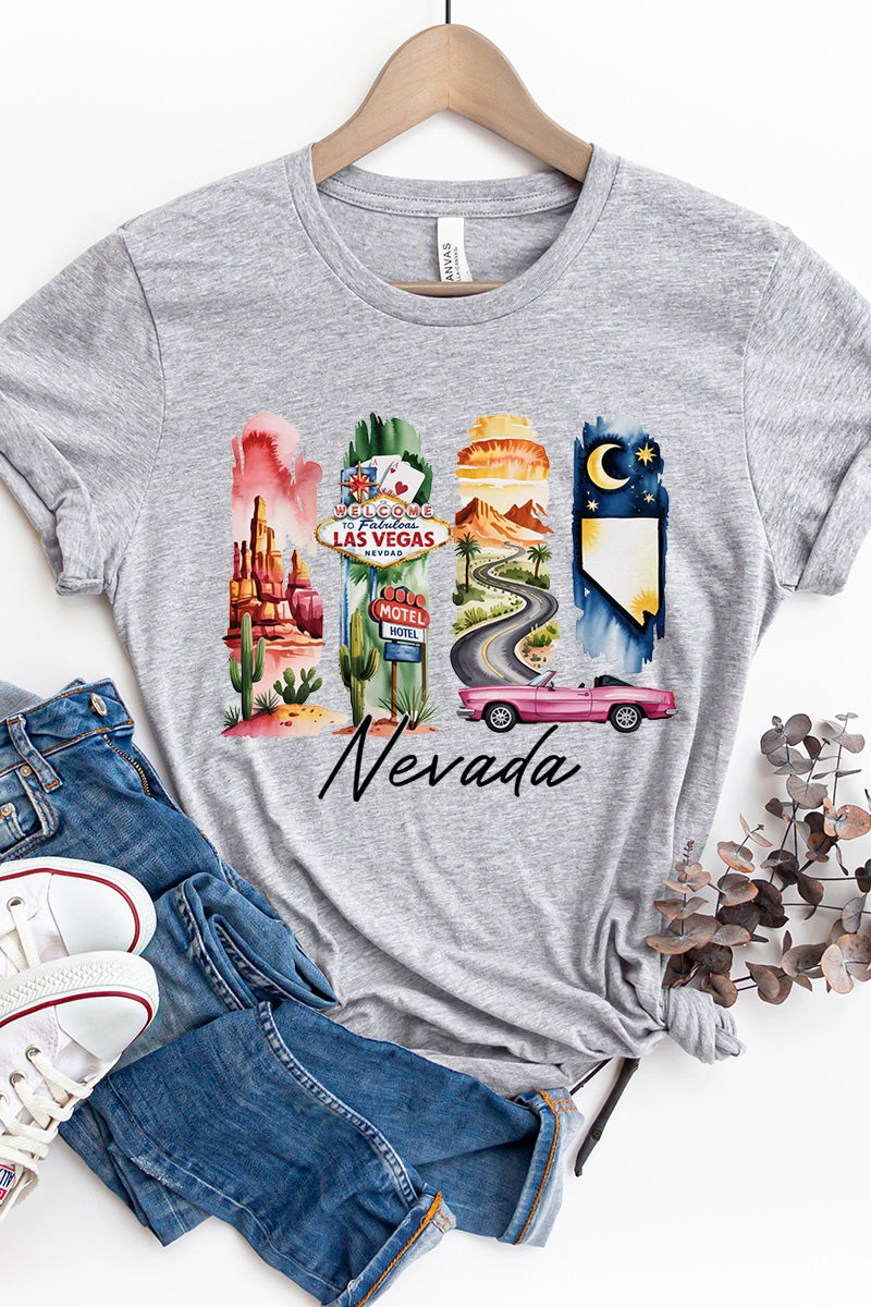 US3001P-E3061NV Nevada State Brushstroke Graphic Plus Tee $16