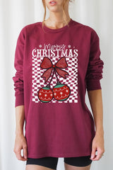 UL240P-E3196 Cherry Ornament Christmas Graphic Plus Long Sleeve Tee $17