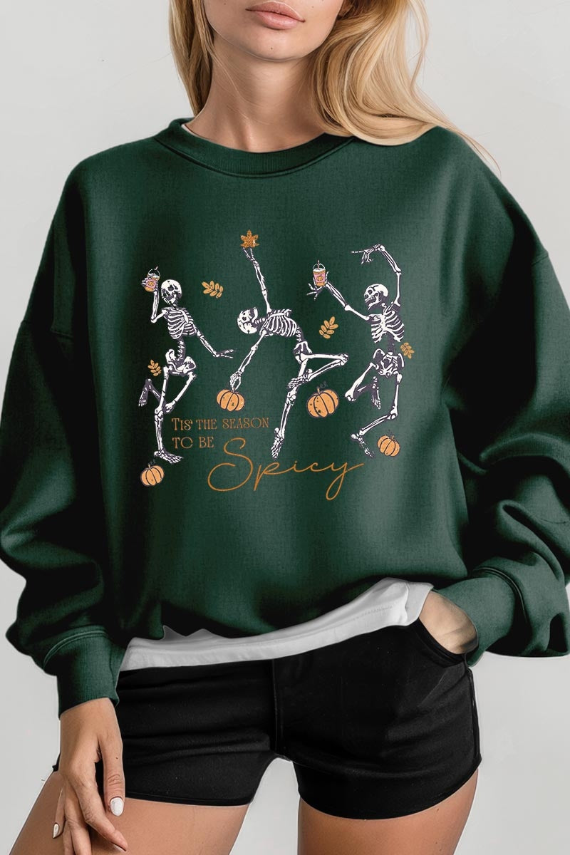 UL180-E3123 Halloween Skeleton Graphic Sweatshirt $20