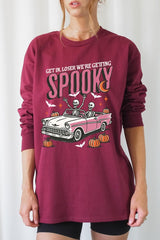 UL240-E3142 Spooky Skeleton Graphic Long Sleeve Tee $13.75