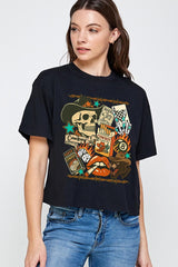 CTS-E3096 Vintage Western Collage Graphic Relaxed Crop Top $11