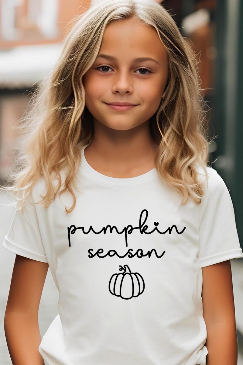 US3001Y-E3152Z Pumpkin Season Kids Graphic Tee $11