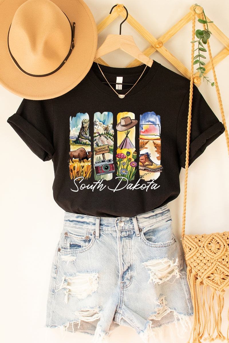 US3001P-E3061SD South Dakota State Brushstroke Graphic Plus Tee $16