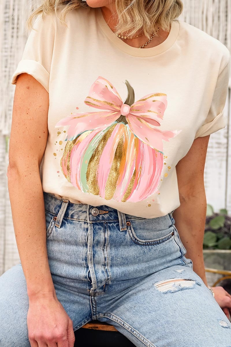 US3001-E3083 Brushstroke Pumpkin Graphic Tee $12.5