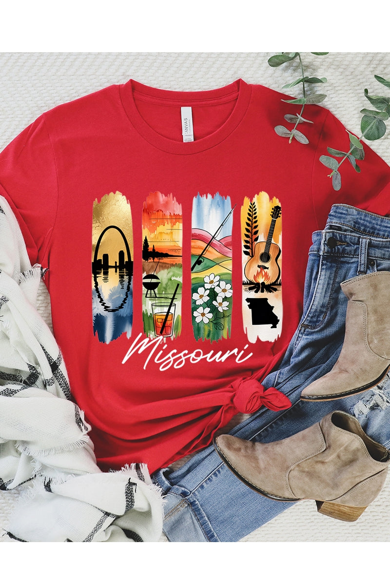 US3001P-E3061MO Missouri State Brushstroke Graphic Plus Tee $16